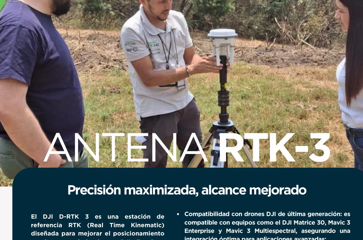 Estación base DJI D-RTK 3 desplegada en campo
