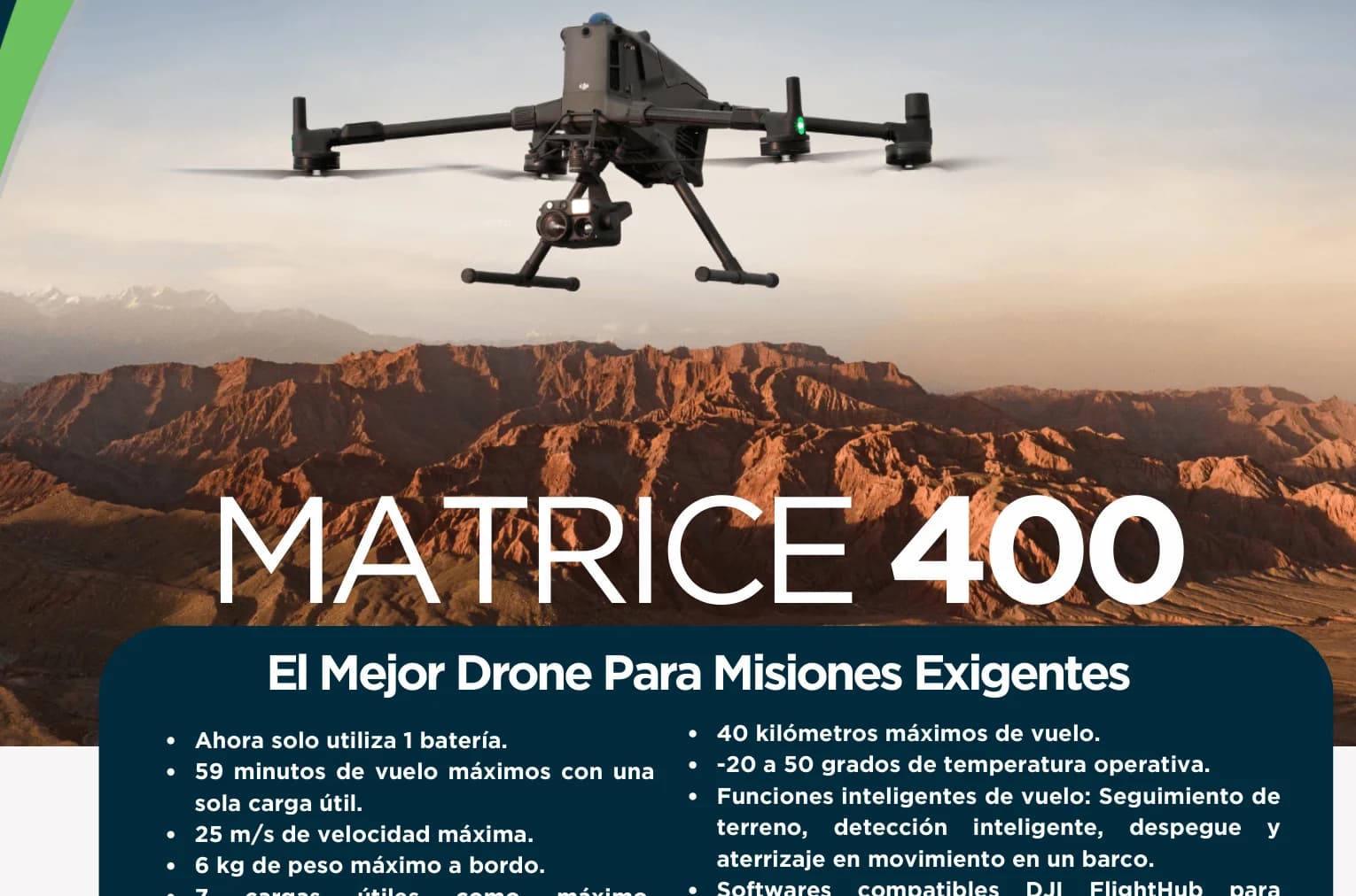 DJI Matrice 400 con múltiples payloads para misiones industriales